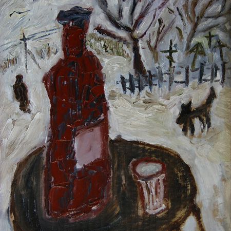 Талый снег, картон, масло, 35 х 25 см., 2011 г.