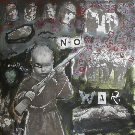 No war, бумага, масло, коллаж, 30 х 30 см., 2010 г.