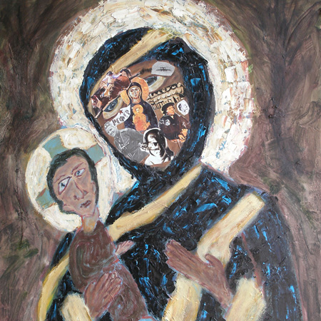 Virgin Mary, canvas, oil, collage, 70 х 55 cm., 2012