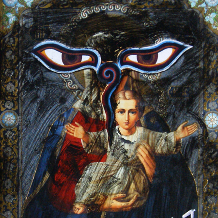 Глаза Будды, картон, масло, 22 х 18 см., 2014 г.