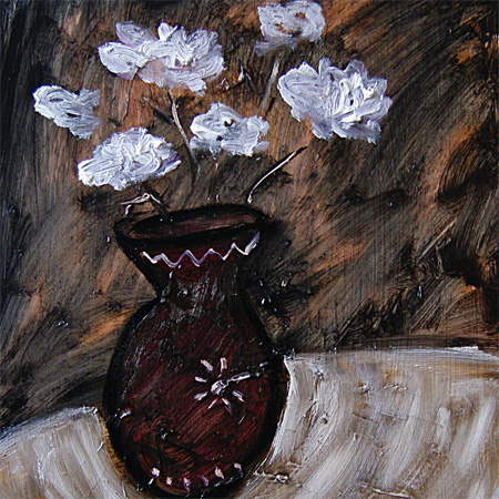 White Flowers, paper, oil, 43 х 31 cm., 2015
